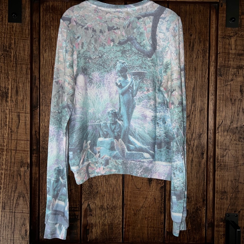 Rare Wildfox Garden of Good and Evil Baggy Beach Jumper in Aqua Multi Size XS - Picture 3 of 5